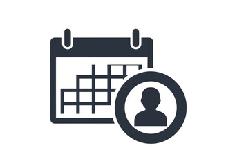 Vector icon of a calendar with a person symbol on it for scheduling
