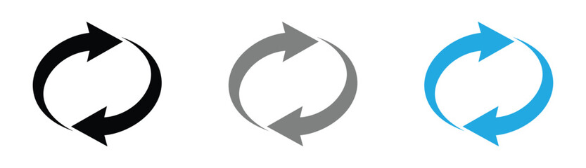 Three arrows in circular motion with modern design. creating a seamless loop that symbolizes an ongoing process of refresh, repeat, and continuous movement in a modern, abstract design. 