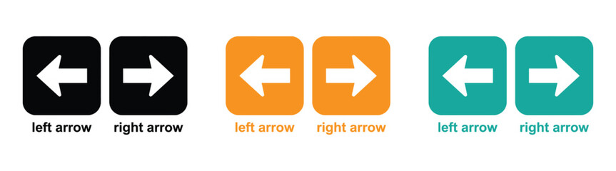 Navigation arrow icons for left and right directions. Modern navigation arrow icon set  for web design and app interfaces, forward, back, left, right symbol vector. 