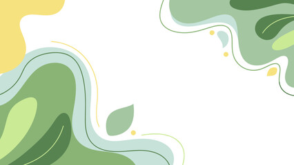Obraz premium Modern abstract green and yellow organic shapes on white background