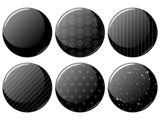 缶バッジのフレーム6種セット　ブラック