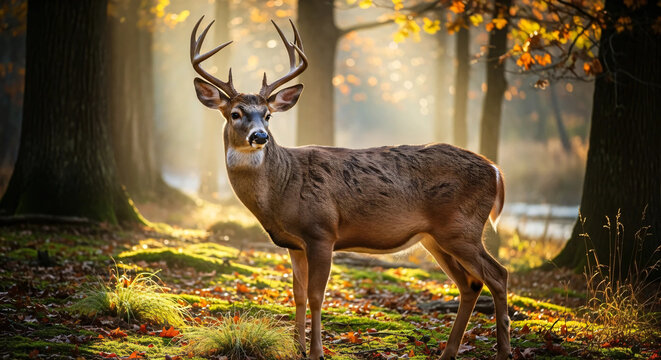 deer in the forest - Powered by Adobe