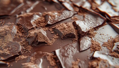 Extreme ultra-macro hyper-realistic close-up of chocolate surface
revealing small cracks, powdery texture, and expressive composition with rich natural tones