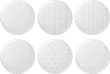 缶バッジのフレーム6種セット　ホワイト