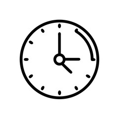 Deadline line icon, black outline due date and time limit symbol