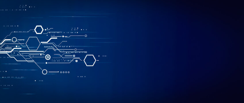 Abstract digital technology network blue background - Powered by Adobe