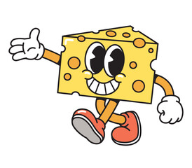 Cute Cartoon Cheese Character Walking