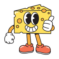 Happy Cartoon Cheese Character Giving Thumbs Up