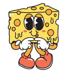 Cute Shy Cartoon Cheese Character with Big Eyes