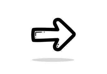Black outlined right arrow icon with shadow