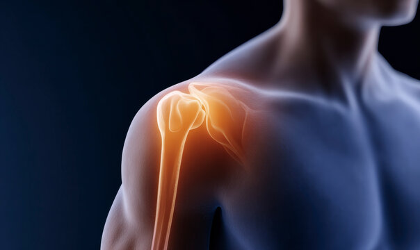 Anatomical illustration showcasing the human shoulder and surrounding muscles.