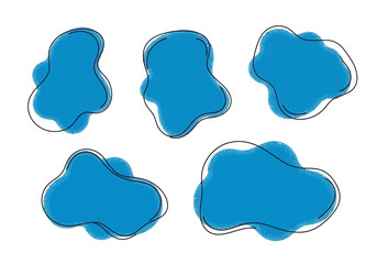 Set of blue cloud shapes with white edges