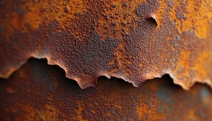 Extreme ultra-macro hyper-realistic close-up of a rusted metal surface
revealing micro pits, scratches, and realistic reflective textures with expressive composition
