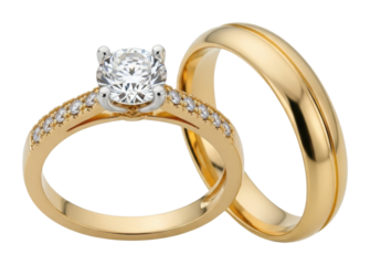 Elegant wedding rings showcase jewelry luxurious view isolated on transparent background