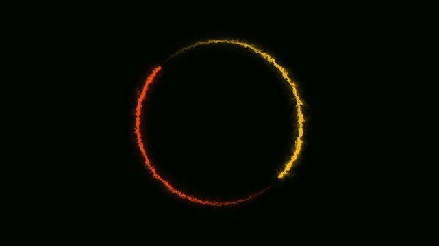 Bright neon circular line frame repetitive animation on black background. Neon light trail circle- Gradient neon circle frame loading icon animation. Cyan circle glow border concept blinking lines.
