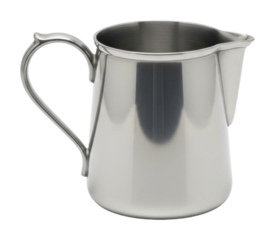 Pouring milk from a stainless steel jug kitchen food isolated on transparent background