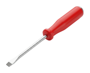 Using a flathead screwdriver for repairs at home tool isolated on transparent background