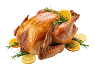 Roasted thanksgiving turkey kitchen food cozy isolated on transparent background