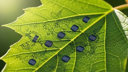 Innovative Electronic Components Integrated onto a Green Leaf Surface for Advanced Biological Monitoring