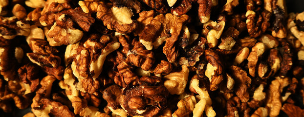 Walnuts texture. nuts background banner. food ingredient