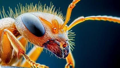 Ultra-macro hyper-realistic close-up of an ant antenna revealing tiny sensory hairs and subtle reflective surfaces, emphasizing expressive angle, composition, and natural color variations, with clean 