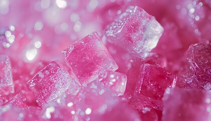 Ultra-macro hyper-realistic view of sugar granules forming sparkling geometric crystal shapes, refined textures and subtle color variations, expressive composition focused on structure and form rather