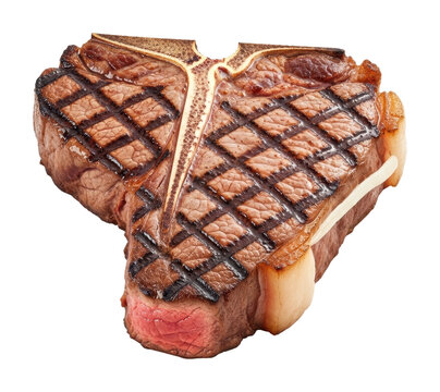 Grilling juicy t-bone steak backyard food isolated on transparent background