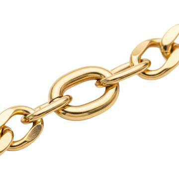Shiny gold chain link product isolated on transparent background
