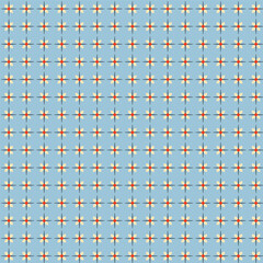 Retro Mid-Century Modern Floral Pattern on Blue Background