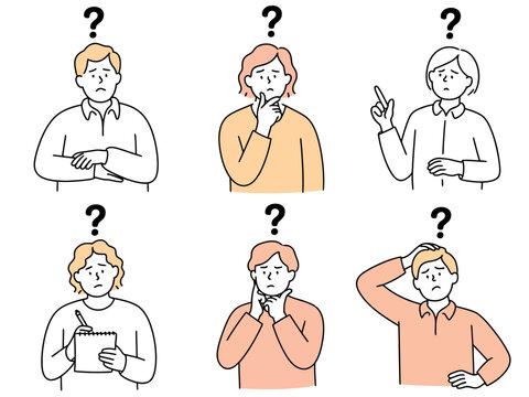 Confused people with question marks
