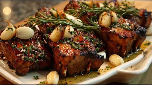 Roasted Garlic Pork Riblets