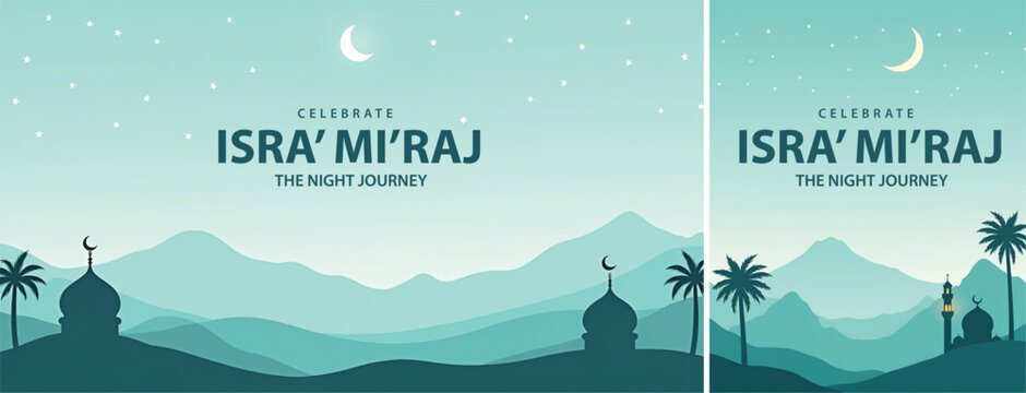 Gradient background islamic isra miraj for poster, flyer, social media template design