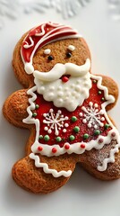 Festive Santa Gingerbread Man Cookie with Icing Decoration