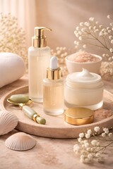 Stylish modern bedroom interior featuring a comfortable bed, soft bedding, neutral colors, and warm natural light. The space conveys comfort, relaxation, and contemporary home living with a clean.