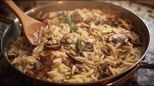 Creamy Mushroom Garlic Orzo