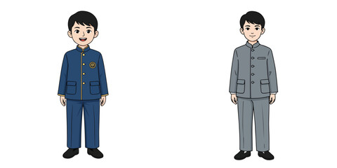 Vector of a little boy wearing traditional Chinese clothing. Vector, minimalist, illustration, icon set.
