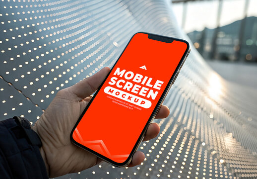 Floating Mobile Screen Mockup for Futuristic UI Display and App Branding