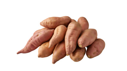Fresh sweet potatoes in a pile isolated on a transparent background vegetables food