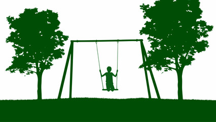 Child enjoying a peaceful swing in a green park setting