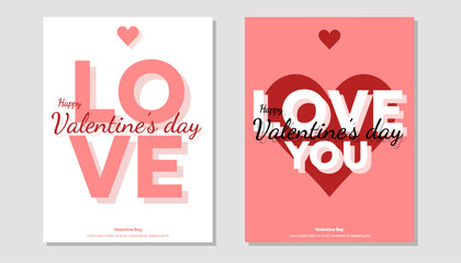 collection 2 cards with hearts and lettering