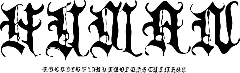 Human Old English Gothic Font &ndash; Traditional Blackletter Alphabet Display Typeface for Medieval Logo, Poster, and Historical Typography