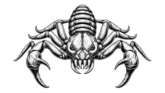 Detailed illustration of a scorpion with intricate line art style