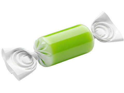 Green candy wrapper isolated on transparent background