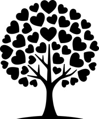 Heart Tree Silhouette Vector