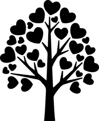 Heart Tree Silhouette Vector