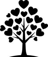 Heart Tree Silhouette Vector