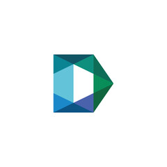 Abstract geometric concept logo. Modern design features dynamic blue and green polygons forming a stylized arrow or initial 'D', symbolizing innovation and progress for brand identity
