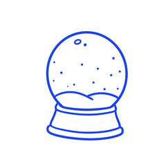 Snow globe outline design in simple blue illustration style  