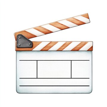 Classic film clapperboard isolated on white background