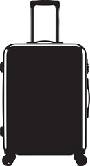 Obraz premium Black silhouette of a rolling suitcase with a retractable handle and wheels on a white background